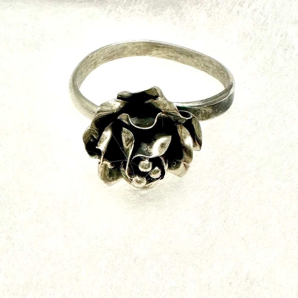 Adjustable Sterling Silver 925 Rose Flower Ring Size 6-10 3D Blooming Floral